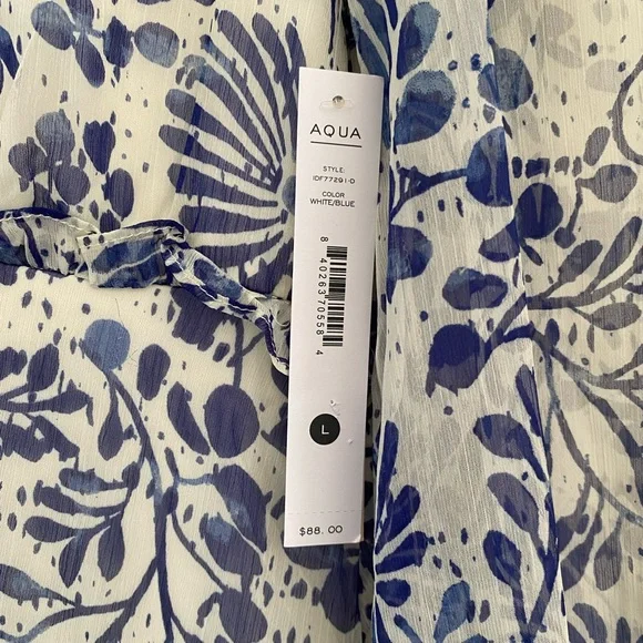 Aqua dress large new with tags exclusive blue floral ruffle skirt - Picture 5 of 9